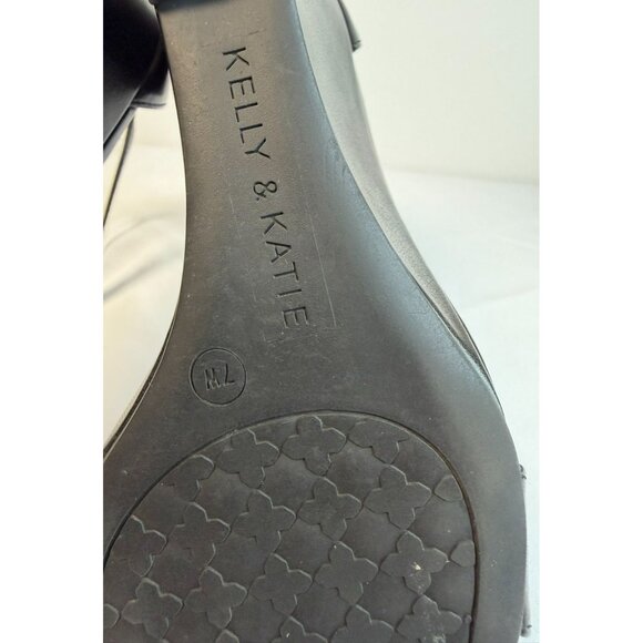 Kelly & Katie Himesta Women's Size 7WW Black Wedge Sandal Casual Minimalist - Picture 11 of 13